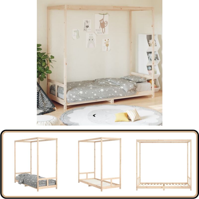 Vidaxl - Kinderbett 80x200 cm Massivholz Kiefer - Holz Kinderbett - Kiefernholz Bett - Himmelbett - Kinderzimmer Dekoration - Kleinkinderbett