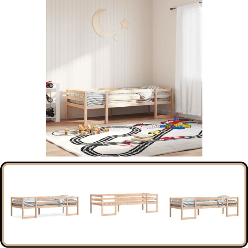 Kinderbett 90x200 cm Massivholz Kiefer - Holzbett - Kinderbett - Kiefernholzbett - Jugendbett - Babybett
