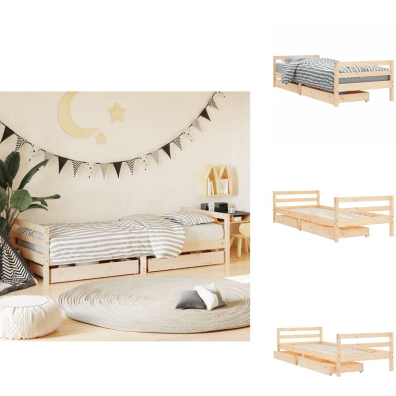 Vidaxl - Kinderbett mit Schubladen 80x200 cm Massivholz Kiefer - Holz Kinderbett - Kiefernholz Kinderbett - Jugendbett - Kinderzimmer Möbel