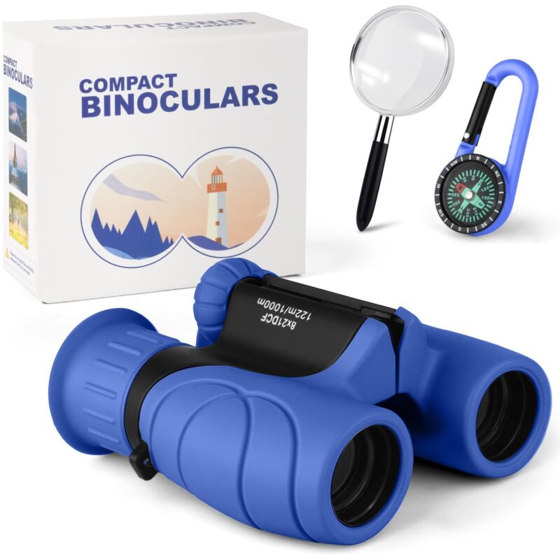 Kinderfernglas, Fernglas-Set mit Lupe und Kompass, Kinderspielzeug für Mädchen und Jungen im Alter von 3-12 Jahren, perfekt für Vogelbeobachtung,