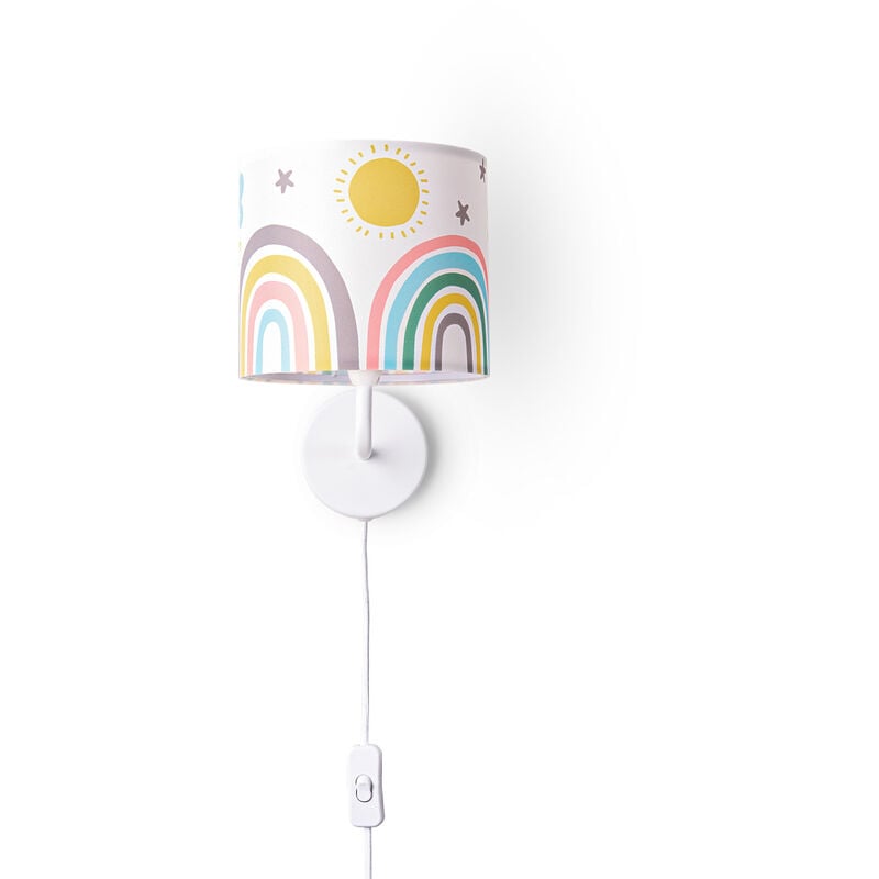 Paco Home - Nachttischlampe Kinderzimmer Tischleuchte Bunt Wandlampe Kinderzimmer Regenbogen Wandleuchte - Weiß, Design 5 (Ø18 cm)