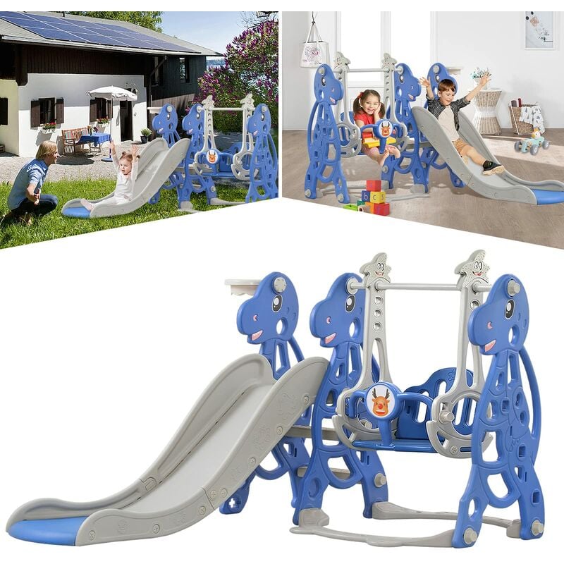 Kinderrutsche Kinder Rutsche Indoor, Kinder Spielgeräte mit Basketballkorb und Klettergerüst für ab 1 Jahr, Kleinkinderrutsche Babyrutsche