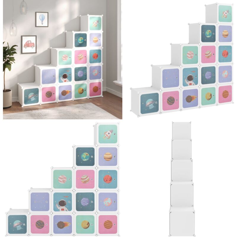 Kinderschrank Modular mit 15 Würfeln Weiß pp - Kindermöbel - Kleideraufbewahrung - Spielzeugaufbewahrung - Regalbüro - Organisationshilfe - Home &