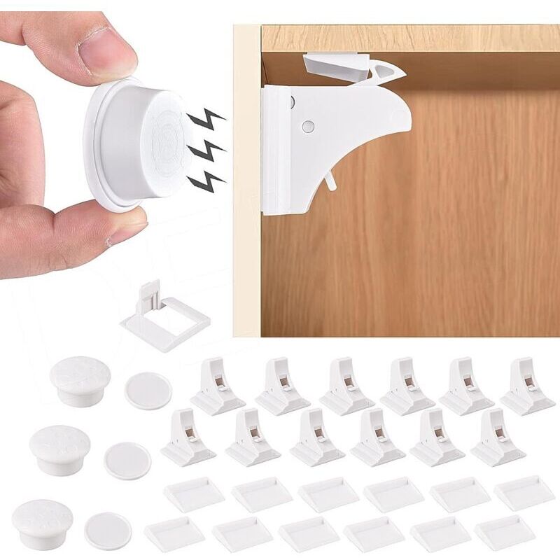 Kindersicheres Schrankschloss, 12 Schlösser + 3 Schlüssel, Schrankschloss für Babys, Türschloss für Babys, Türstopper für Babys, Schubladenschloss