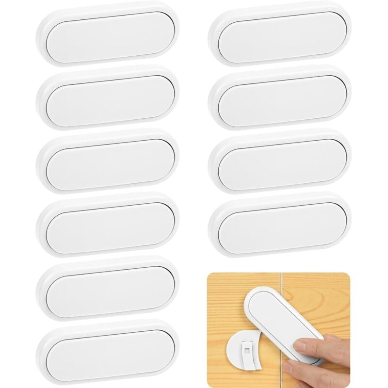 Tigrezy - Kindersicherheitstüren, 10 Stück Baby-Sicherheits-Schrankschloss, Baby-Sicherheitsriegel, Baby-Türstopper-Sicherheitsschloss für Schublade,