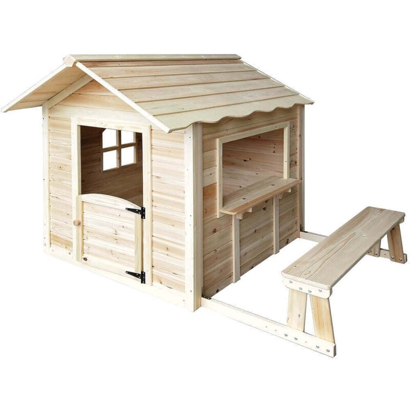 Home Deluxe - Spielhaus der grosse palast - 106 x 111 cm Farbe: Natur, Ausstattung: Mit Bank Spielhaus Kinderspielhaus Gartenhaus Kinderhaus