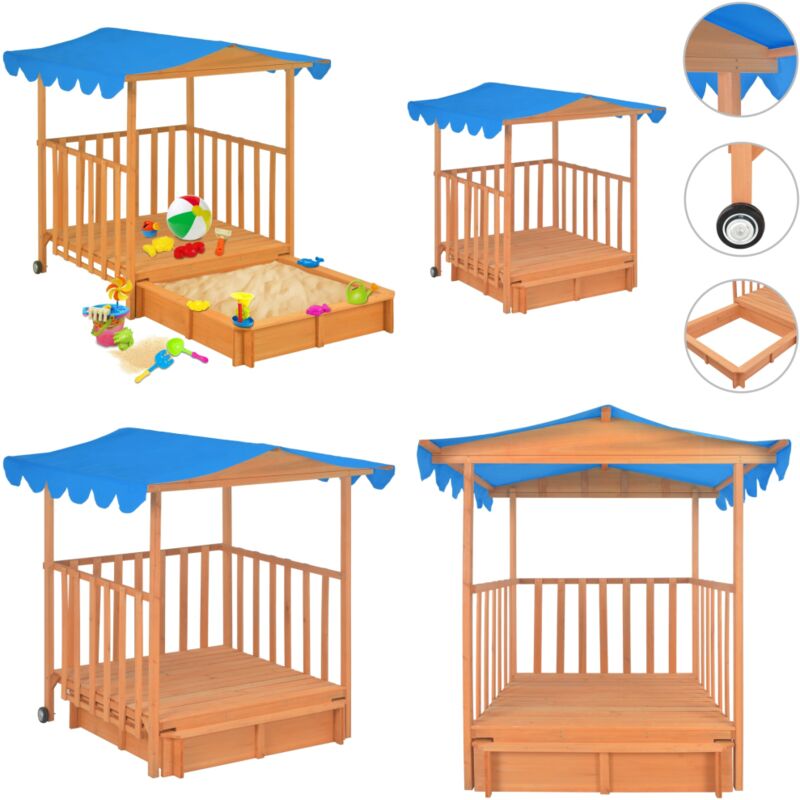 Kinderspielhaus mit Sandkasten Tannenholz Blau UV50 - Spielhaus mit Sandkasten - Spielhäuser mit Sandkästen - Home & Living - Blau