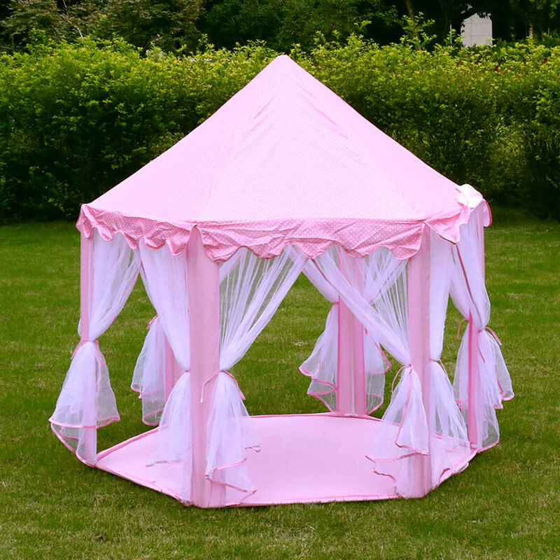 Kinderspielzelt/Prinzessinnenschloss/Puppenhaus tragbar und faltbar Φ140cm sechseckig geeignet für Familienstrand etc. (Pink)