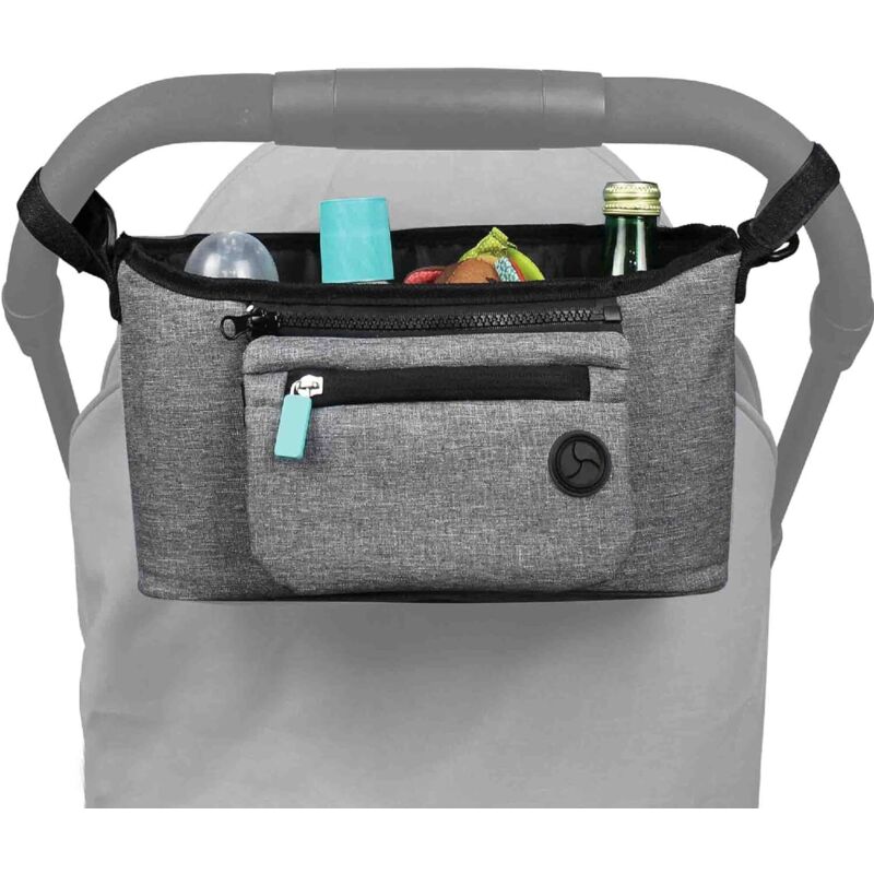 Kinderwagen-Organizer mit isoliertem Getränkehalter, abnehmbarer Handytasche und Schultergurt, praktisches Kinderwagen-Zubehör, 1 Stück
