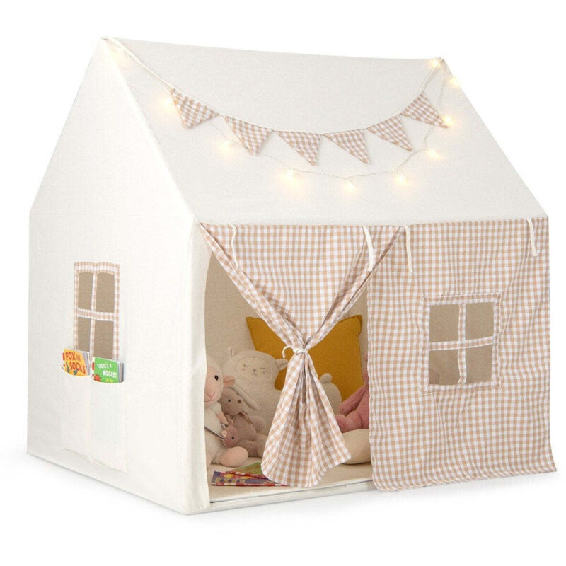 Kinderzelt fur drinnen kinder spielhaus mit matte lichtern 125 x 100 x 127 cm beige