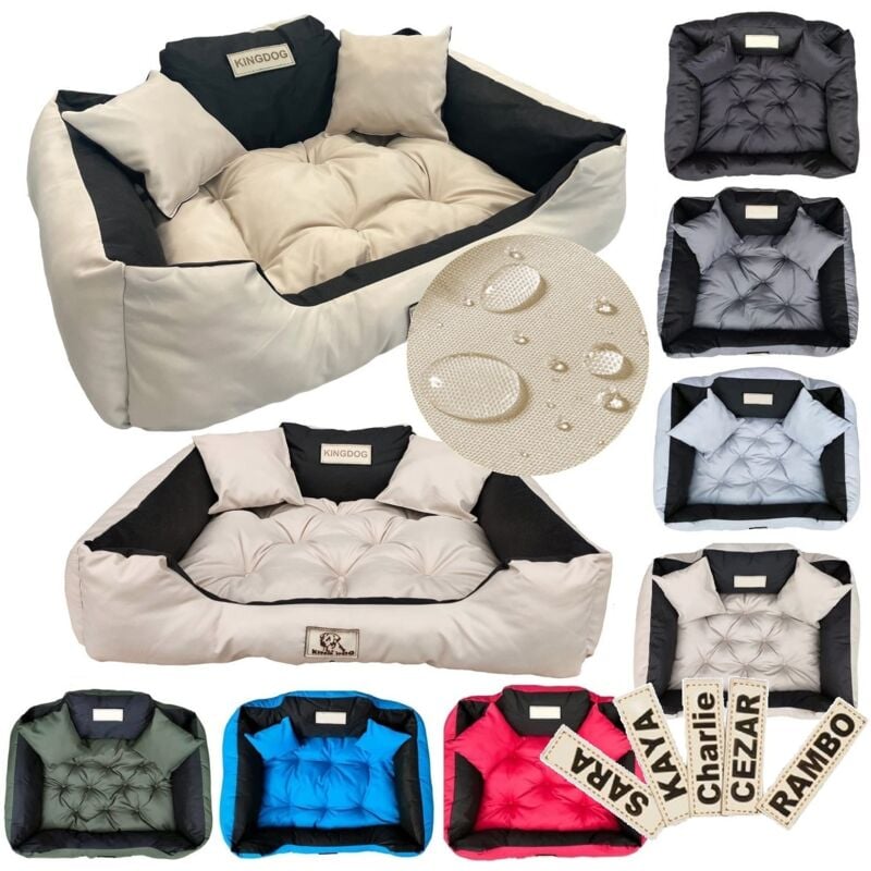 KINGDOG Laufstall Hundebett 130x105 cm personalisiert wasserdicht beige