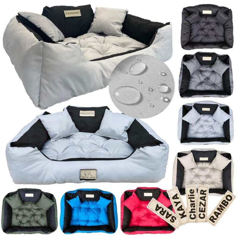 KINGDOG Laufstall Hundebett 130x105 cm personalisiert wasserdicht hellgrau