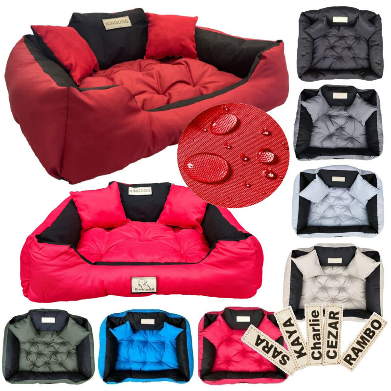 KINGDOG Laufstall Hundebett 130x105 cm personalisiert wasserdicht rot