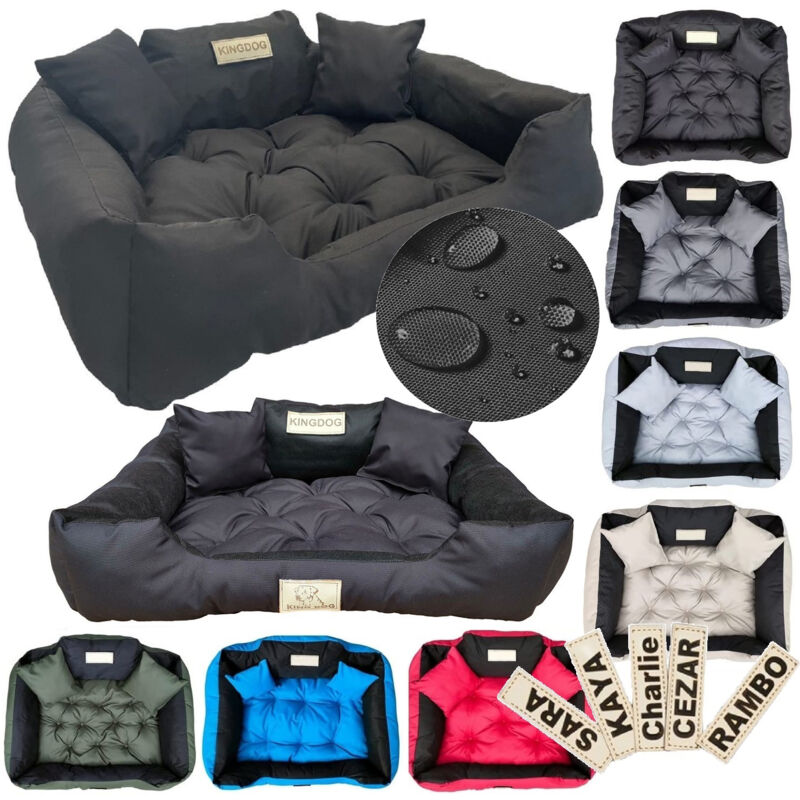 KINGDOG Laufstall Hundebett 130x105 cm personalisiert wasserdicht schwarz