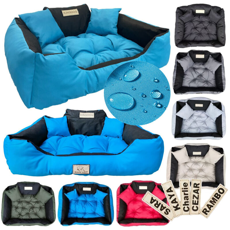 KINGDOG Laufstall Hundebett 145x115 cm personalisiert wasserfest blau
