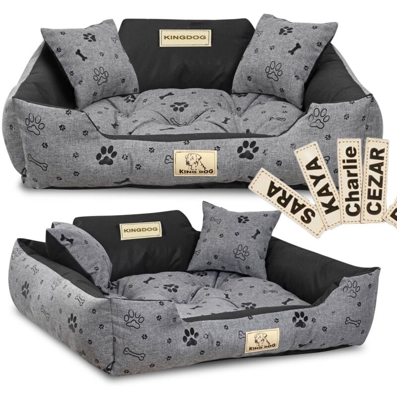 KINGDOG Laufstall Hundebett 75x65 cm personalisiert wasserfest Knochen schwarz