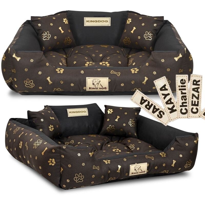KINGDOG Laufstall Hundebett 75x65 cm personalisierte wasserdichte Goldknochen
