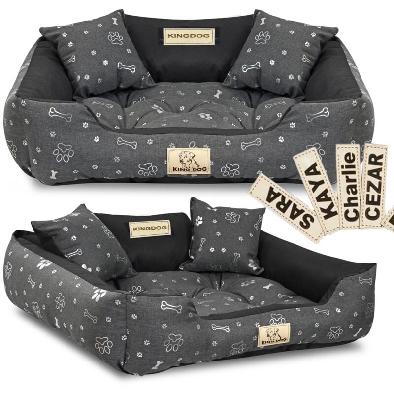KINGDOG Laufstall Hundebett 75x65 cm personalisierte wasserdichte Silberknochen