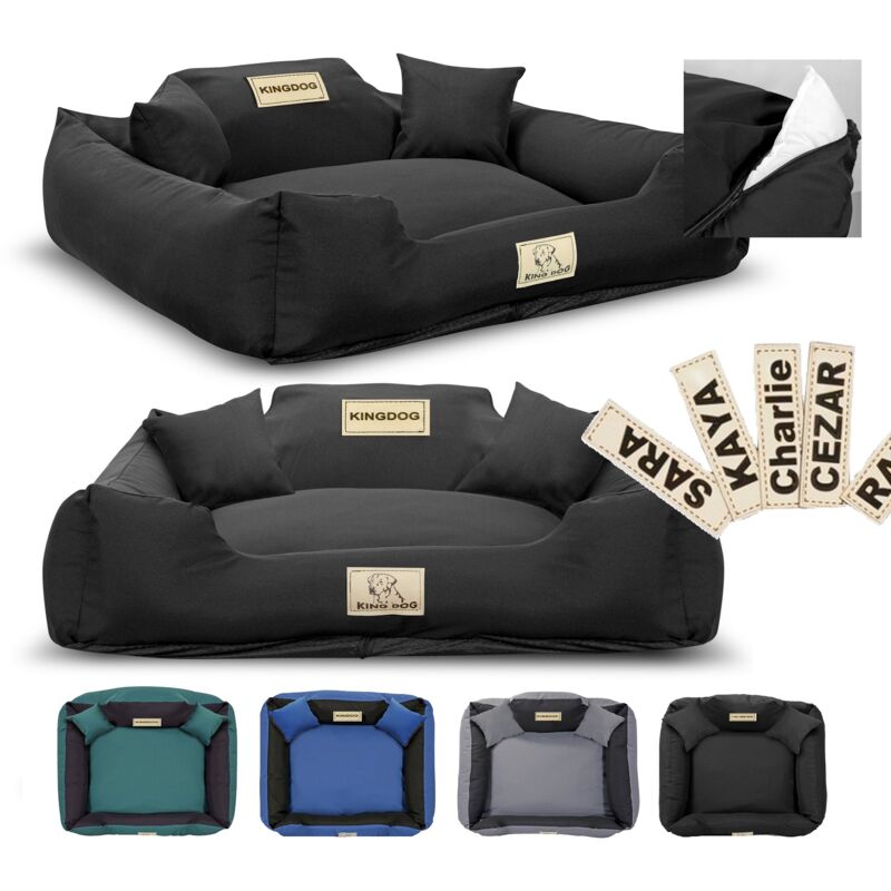 KINGDOG MM43 Laufgitter-Hundebett 115x95 cm personalisiert, abnehmbar, rutschfest, schwarz