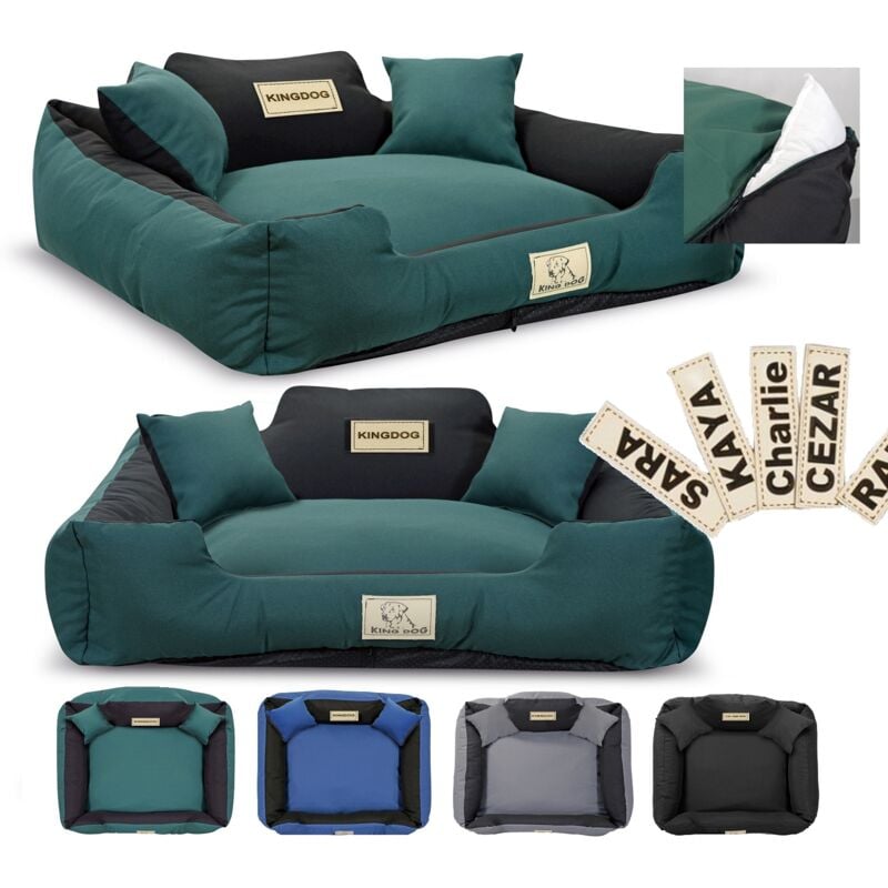 KINGDOG MM43 Laufstall Hundebett 75x65 cm personalisiert, abnehmbar, rutschfest grün