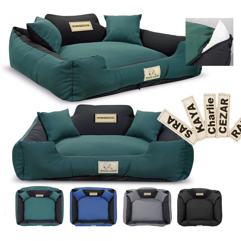 KINGDOG MM43 Laufstall Hundebett 75x65 cm personalisiert, abnehmbar, rutschfest grün