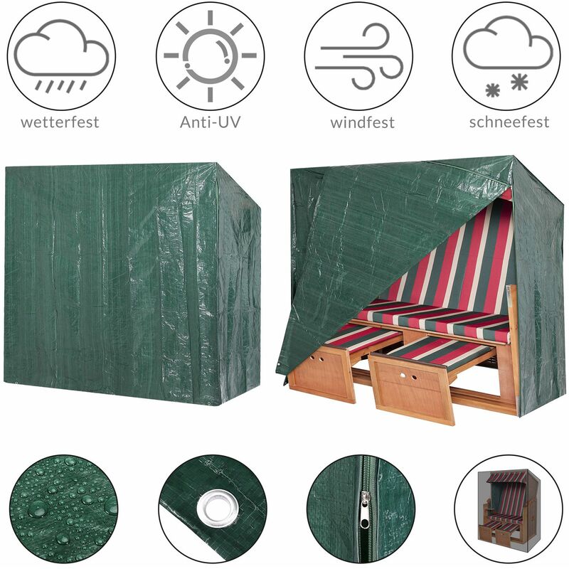 Abdeckung für Gartenmöbel Winterfest Wasserdicht UV-beständig Outdoor Abdeckplane Schutzhülle Abdeckhaube Strandkorb 125x90x165cm - Kingsleeve