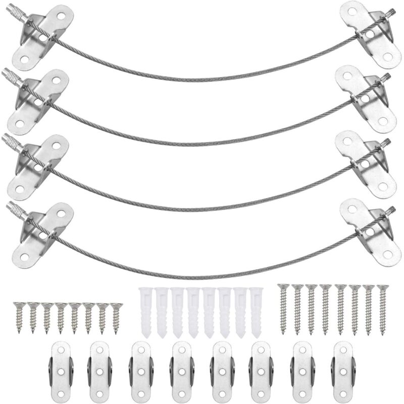 Kippschutzgurte für Möbel (4er-Pack), Wandanker-Set aus Metall für Möbel, erdbebensicher zum Schutz von Babys/Haustieren