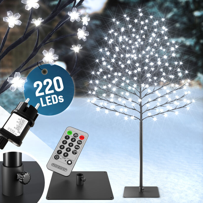 Kirschblütenbaum led mit Fernbedienung Timer Dimmer Innen Außen Künstlich Groß Deko Weihnachten Weihnachtsdeko Leuchtbaum Lichterbaum M3: 220cm - 220