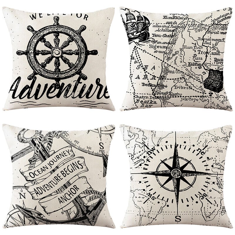 Kissenbezug 45 x 45, 4-teiliges Set, Baumwolle und Leinen, Dekoration, Sofa-Dekoration, superweicher Kissenbezug, Dekoration, Wohnzimmer,