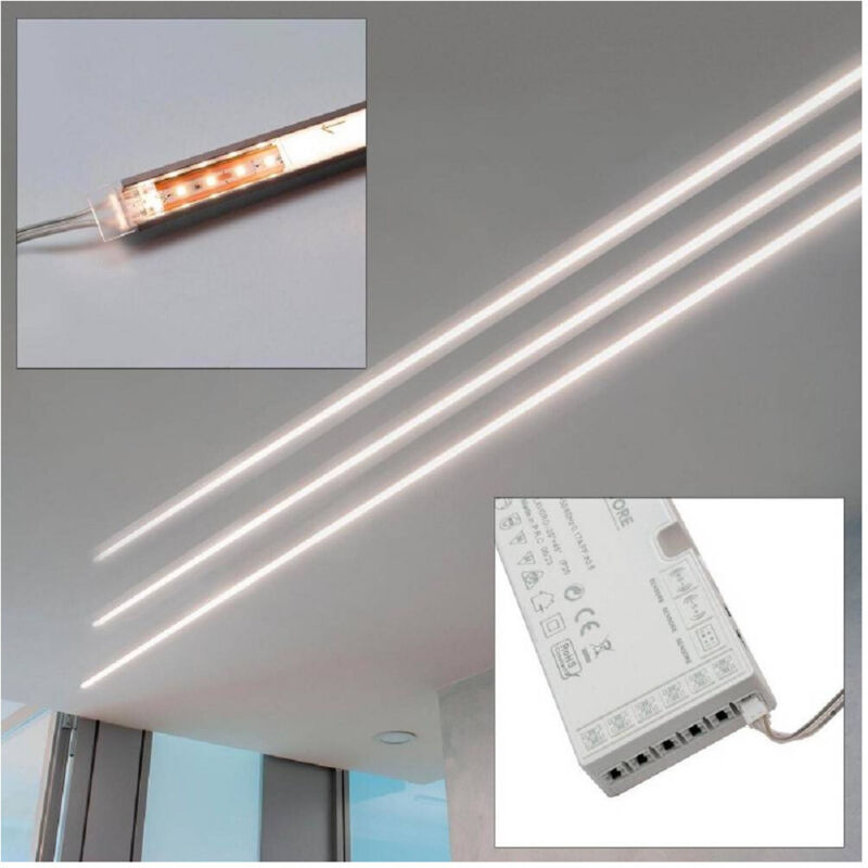 Trade Shop Traesio - Trade Shop - kit 3PZ led bar 36W aluminiumprofil lebensmittel 12V licht 4000K unter pensil -