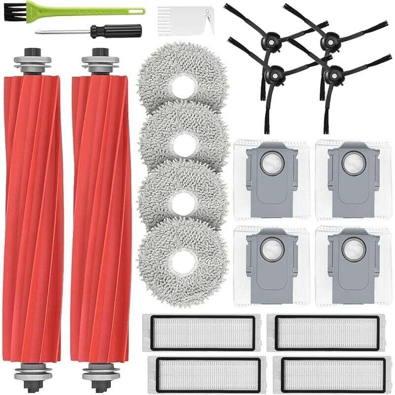 Kit accessoires pour Roborock Q Revo, Pièces de Rechange pour Roborock P10, 2 Brosse Principale, 4 Chiffons de Vadrouille, 4 Sacs
