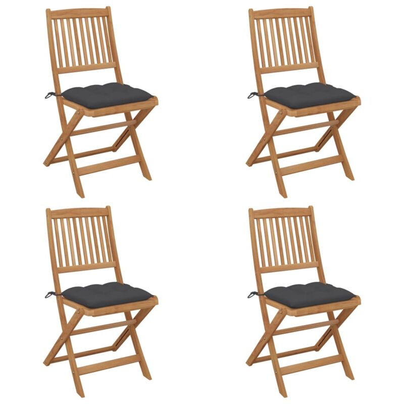 Vidaxl - Klappbare Gartenstühle 4 Stk. mit Kissen Massivholz Akazie
