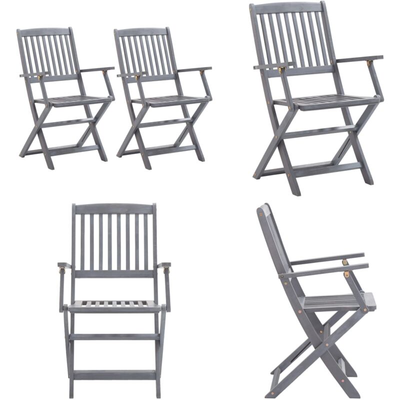 Vidaxl - Klappbare Gartenstühle 2 Stk. Massivholz Akazie - Esszimmerstühle - Gartenstühle - Klappstühle - Holzstühle - Akazienholzmöbel - Home &