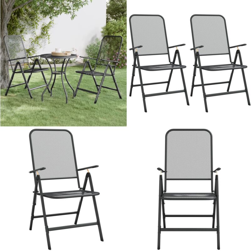 Vidaxl - Klappbare Gartenstühle 2 Stk. Streckgitter Anthrazit - Gartenstühle - Klappstühle - Outdoor Möbel - Balkonmöbel - Esszimmerstühle - Home &