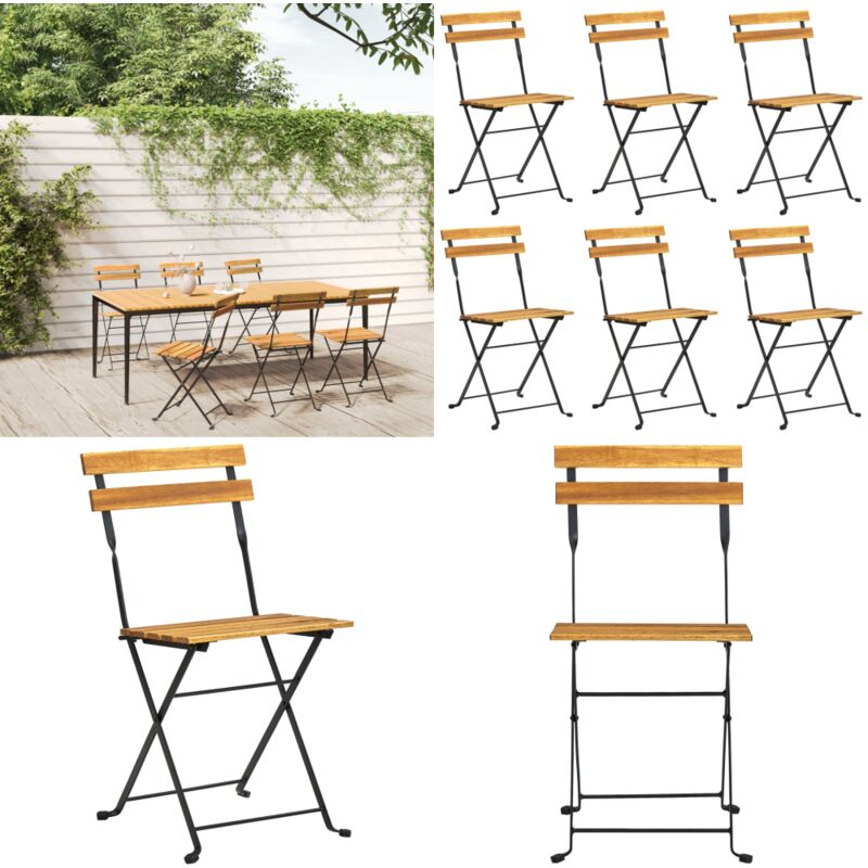 Klappbare Gartenstühle 6 Stk. Stahl und Massivholz Akazie - Gartenstuhl - Gartenstühle - Home & Living