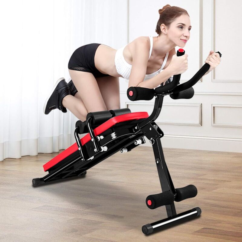 Klappbare Hantelbank, Bodybuilding-Bank, Multifunktions-Bauchbank, Ganzkörpertraining, Fitness – Rot