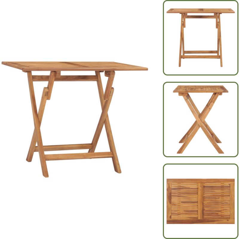 Klappbarer Garten-Esstisch 90x60x75 cm Massivholz Teak - Holztisch - Gartenmöbel - Esstisch - Teakholz - Klappbar