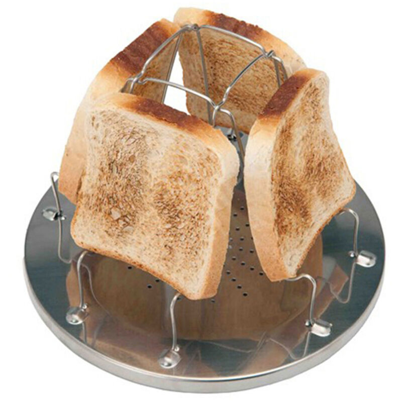 Klappbarer Toaster für Campingkocher, Edelstahlständer für 4-Scheiben-Toaster
