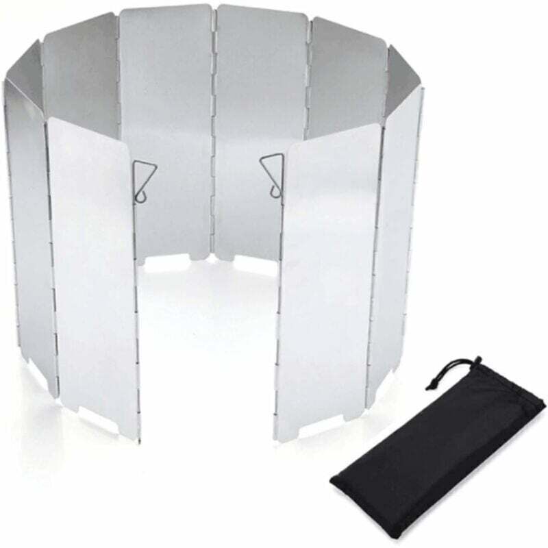 Faltbarer Aluminium-Gaskocher mit Windschutz, windfester Campingkocher mit 10 Aluminiumrippen, Windschutz für Campingkocher, Grill im Freien