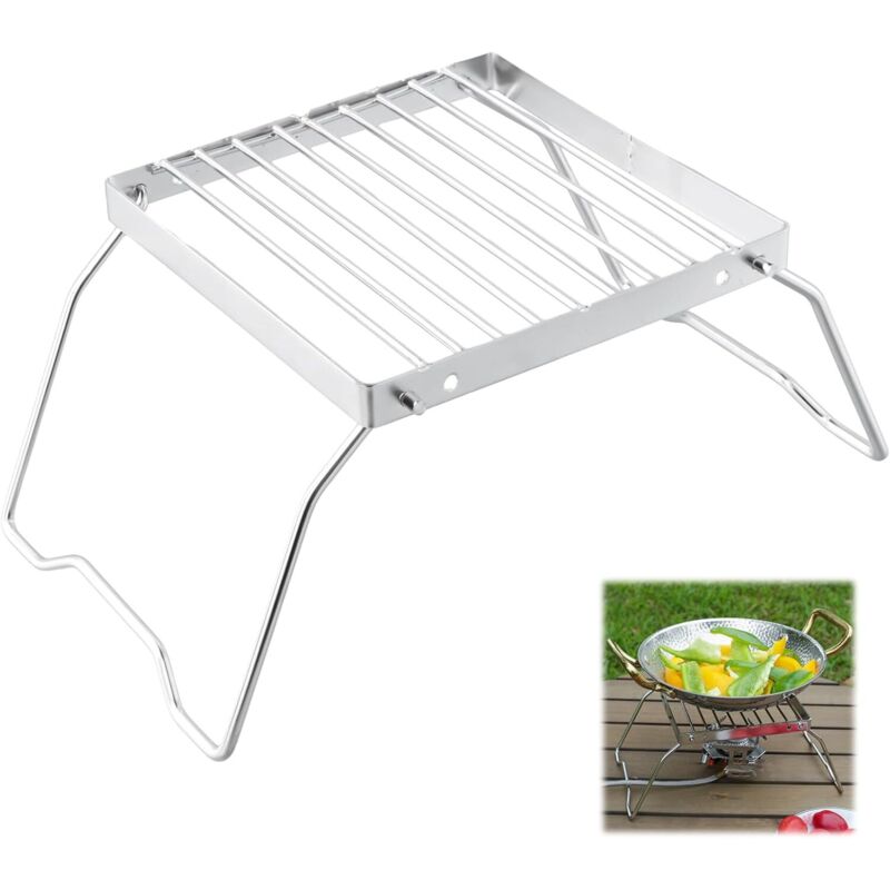 Klappgrill, Tragbarer Faltbarer Camping-Grill Aus Edelstahl, Ultraleichter Lagerfeuer-Grill Für Camping, Wandern, Grillen, Angeln