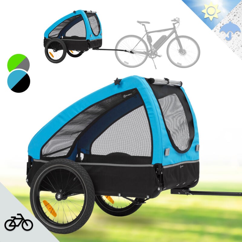 Husky Fahrrad-Hundeanhänger ca. 250L 600D Oxford Canvas blau - Klarfit