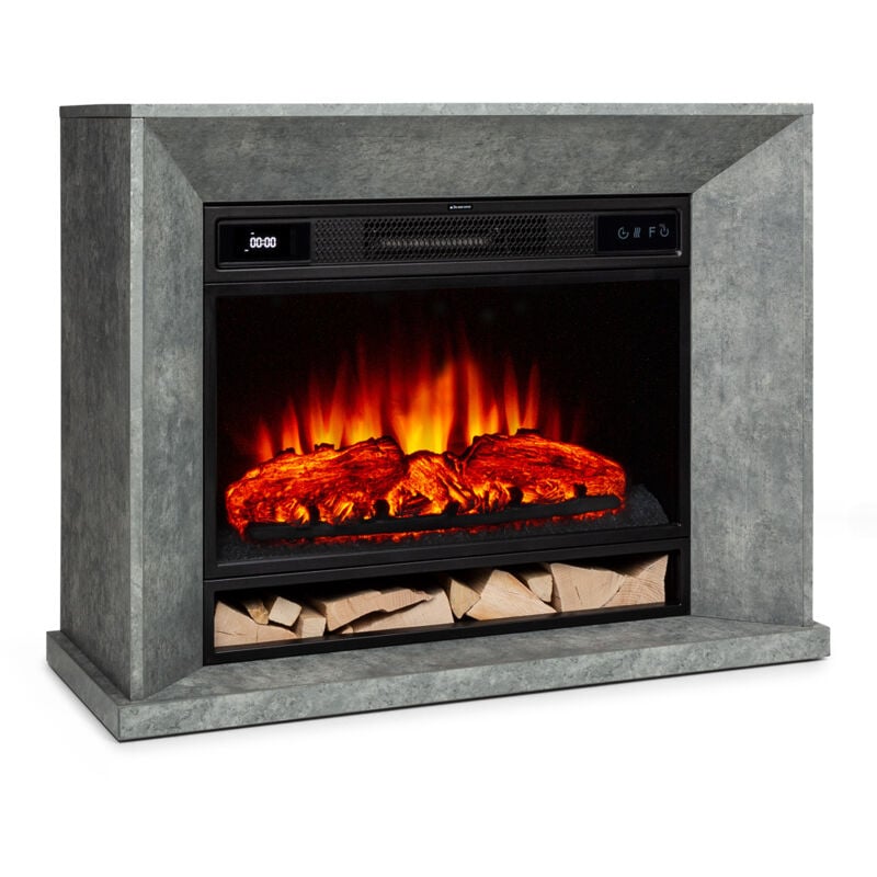 Crater Lake Elektrokamin 1900 w, Kamin Elektrisch mit LED-Technik, Fernbedienung, Thermostat, Kamin Elektro in Beton-Optik - Klarstein