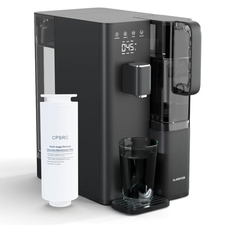 Klarstein - VitalPour Osmoseanlage - 5-Stufen Umkehrosmosefiltration, Heißwasser in 3 Sek., 5L Tank & 1,5L Krug, 5 Temperaturstufen, Touch-Display,