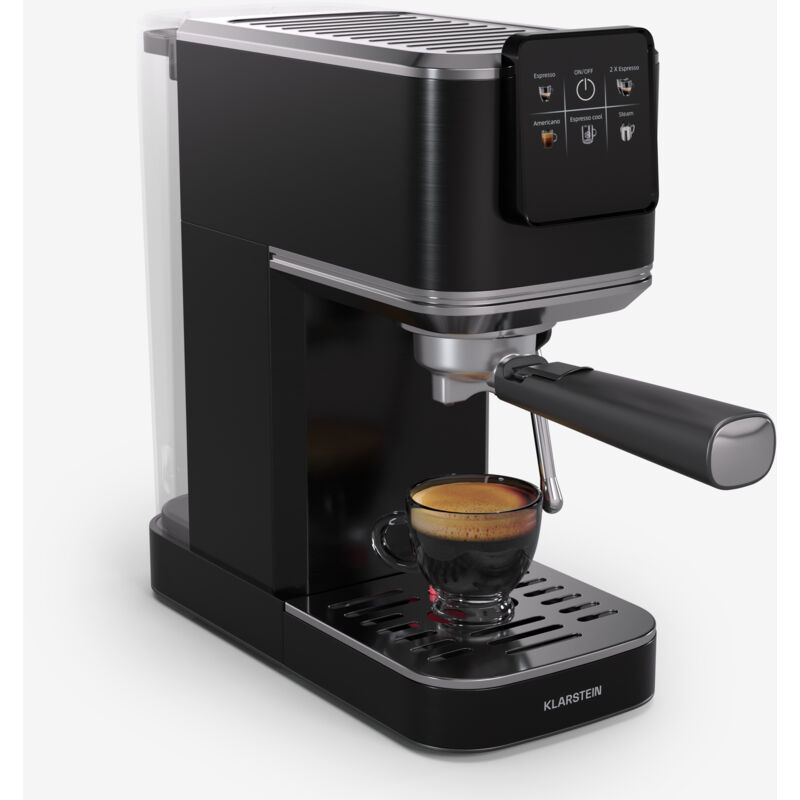 Klarstein - SteelPresso Slim Touch Siebträgermaschine – 20-Bar, 1350W, 1,2L Wassertank, Dampfdüse, Schwarz, Kompakt, Einfache Bedienung, Leichte