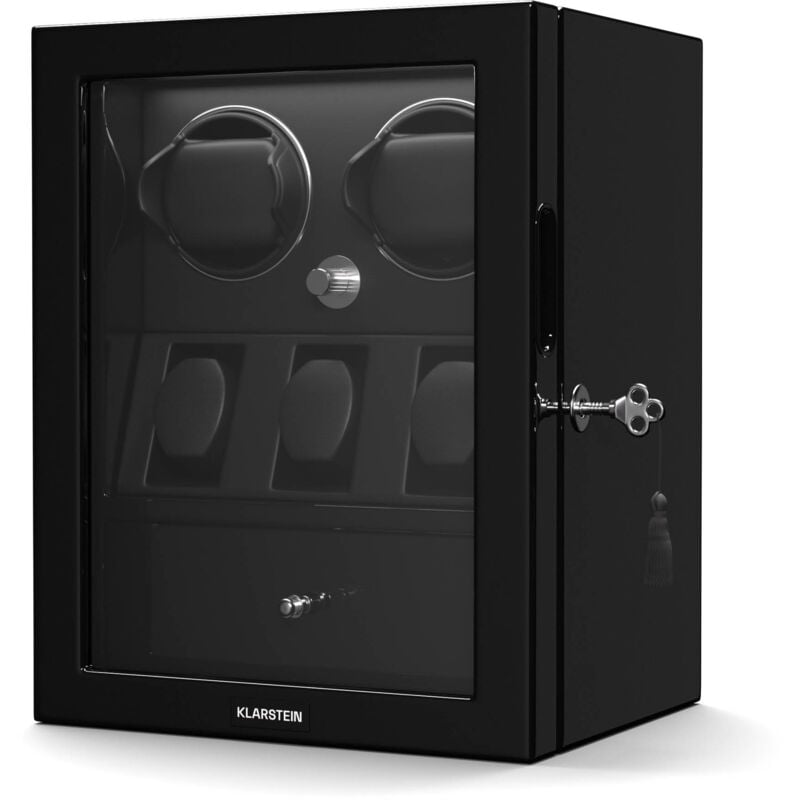 Klarstein ChronoVault Uhrenbeweger für 5 Uhren Automatik-Uhrenbeweger mit Leisem Japanischem Motor, Veganes Leder, 4 Rotationsmodi & 3 Richtungen,