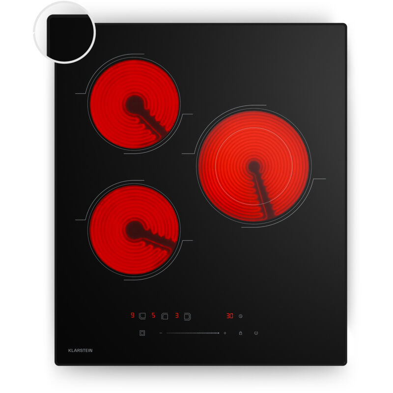 Klarstein Glaskeramikkochfeld - 45 cm, 3-Zonen VTC Kochfeld mit Dual-Zone, Touch-Slider, Timer & Kindersicherung, Elektro Kochfeld für moderne Küchen