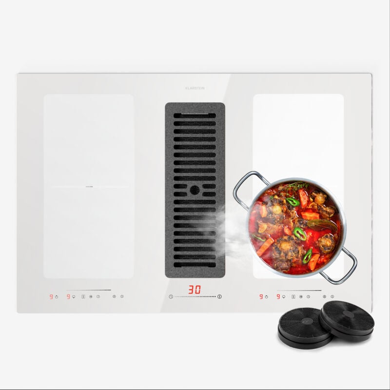Klarstein - 2-in-1 Kochfeld mit Dunstabzug Integriert, Induktionskochfeld mit Dunstabzug für Kücheninsel, Kochfeld mit Integriertem Dunstabzug,
