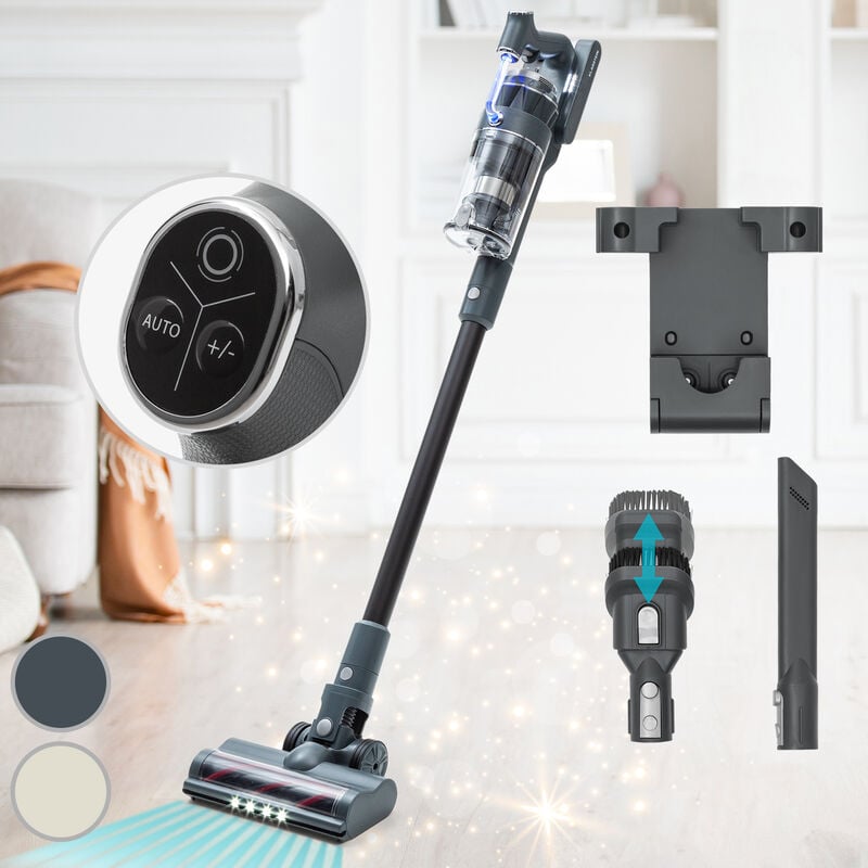 Klarstein Akku Staubsauger Beutellos, Staubsauger Kabellos mit 4-Stufigem E12 EPA-Filter, Akku-Staubsauger für Tierhaare, Teppich & Hartboden,