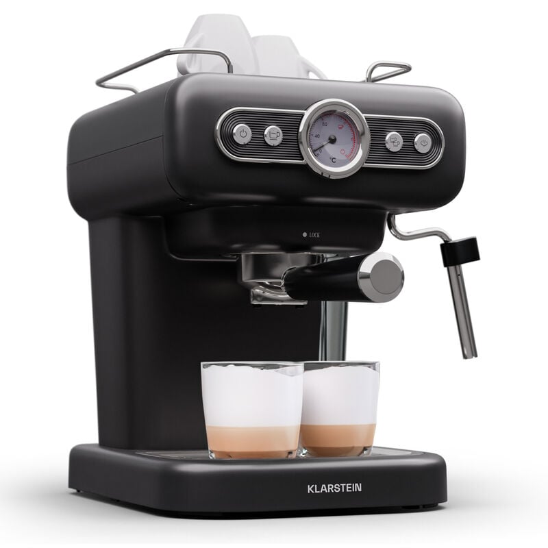 Klarstein - Espresso Siebträgermaschine mit Milchaufschäumer, 1,2L Retro Mini-Espressomaschine mit Siebträger, 950 w Kaffeemaschine Klein,