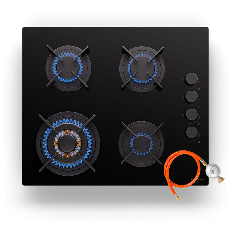 Klarstein - Gaskocher 4 Flammig, Einbau-Gaskocher für Innenbereich & Wohnmobil, 8800W Edelstahl-Gaskocher, 4 Flammen Gaskocher, Gasherde mit